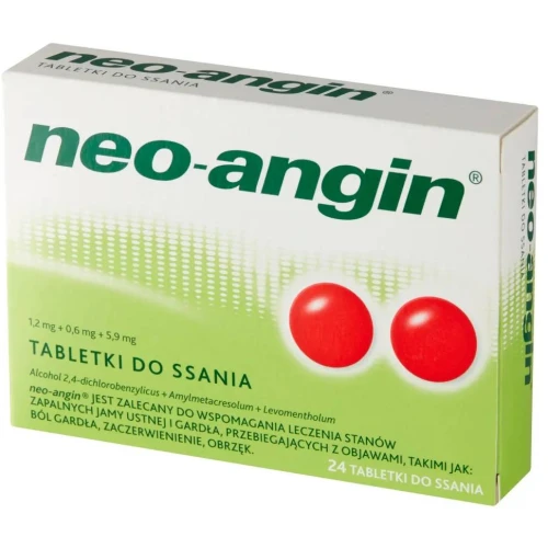 Neo-angin, 24 tabletki do ssania - O działaniu antyseptycznym na stan zapalny jamy ustnej i gardła - 1