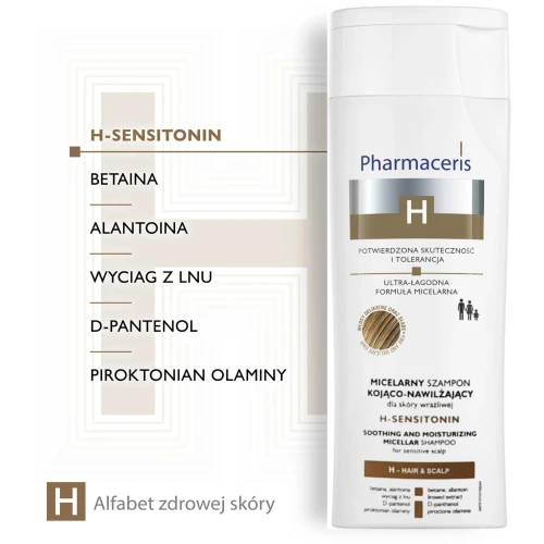 Pharmaceris H Sensitonin Micelarny szampon kojąco-nawilżający do skóry wrażliwej, 250 ml - Łagodny dla wrażliwej skóry głowy - 1