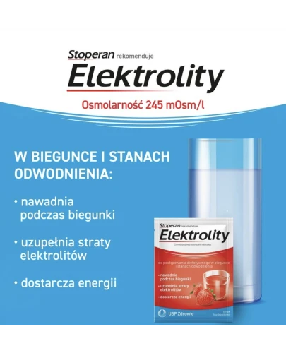 Stoperan Elektrolity smak truskawkowy, 7 saszetek - Proszek do rozpuszczania w wodzie, dla dzieci od 3. roku życia i dorosłych z biegunką - 4