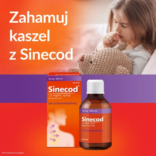 Sinecod 1,5 mg/ml, syrop 100 ml - Łagodzi objawy suchego kaszlu różnego pochodzenia - 6