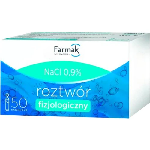 Farmak 0,9% NaCl, 50 x 5 ml - Do higieny nosa, oczu i uszu oraz inhalacji i do przemywania ran - 1