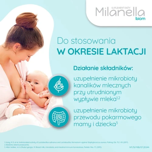 Milanella Biom, 15 kapsułek - Probiotyk i prebiotyk, dla kobiet karmiących piersią, wsparcie laktacji - 1