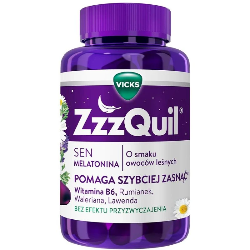 ZzzQuil Natura żelki, smak owoców leśnych, 60 sztuk - Żelki na sen z ekstraktami roślinnymi, melatoniną i witaminą B6 - 1
