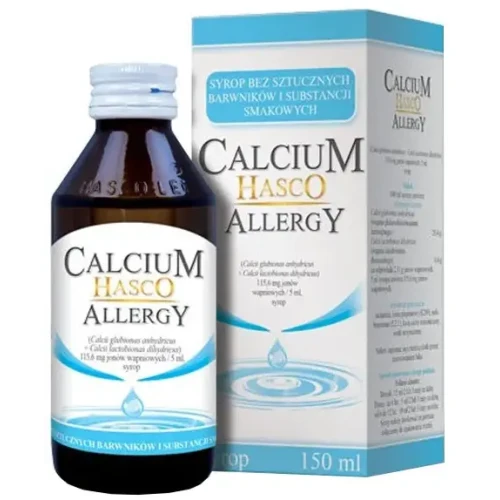 Calcium Hasco Allergy, 150 ml - Syrop z wapniem, bez sztucznych barwników i substancji smakowych - 1