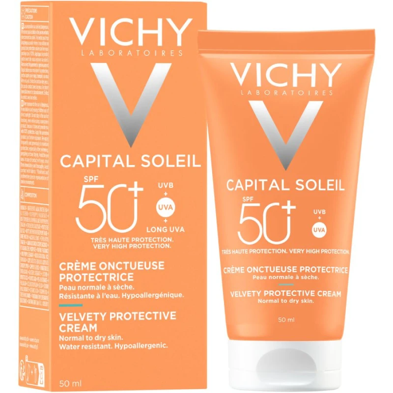 Vichy Capital Soleil Aksamitny krem do twarzy SPF 50+, 50 ml - Przeciw przebarwieniom i oznakom fotostarzenia - 1