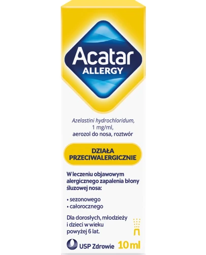 Acatar Allergy aerozol do nosa, 10ml - Roztwór chlorowodorku azelastyny na zapalenie błony śluzowej nosa - 1