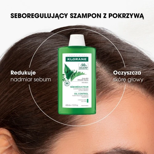 Klorane Pokrzywa Szampon do włosów przetłuszczających się,  400 ml - Oczyszcza i redukuje nadmiar sebum - 4