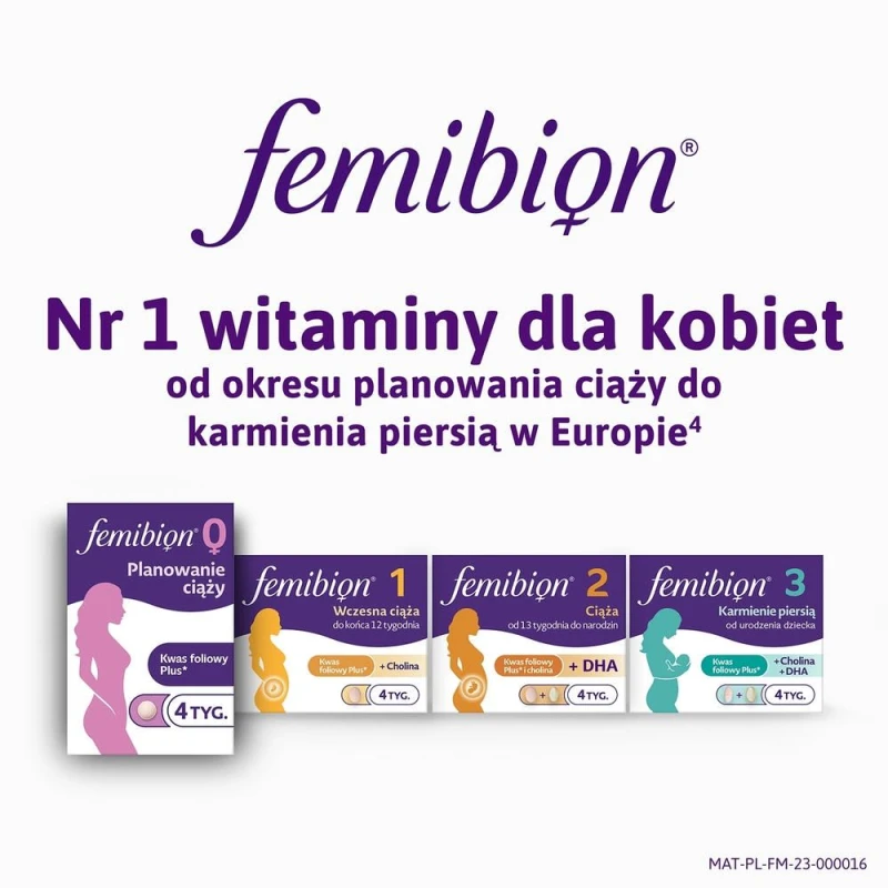 Femibion 0 Planowanie ciąży, 28 tabletek - Kwas foliowy i witaminy – przygotowanie organizmu kobiety do ciąży - 7