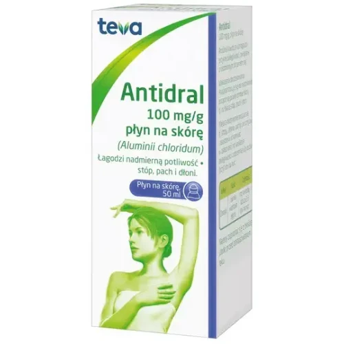 Antidral 0,1g/1g płyn na skórę, 50 ml - Na nadmiernie pocące się powierzchnie skóry - 1