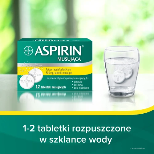 Aspirin musująca, 500mg, 12 tabletek musujących - Na ból i gorączkę w przebiegu przeziębienia i grypy - 6
