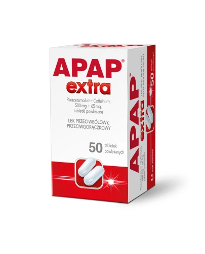 APAP Extra 50 tabletek powlekanych - Lek przeciwbólowy i przeciwgorączkowy - 1