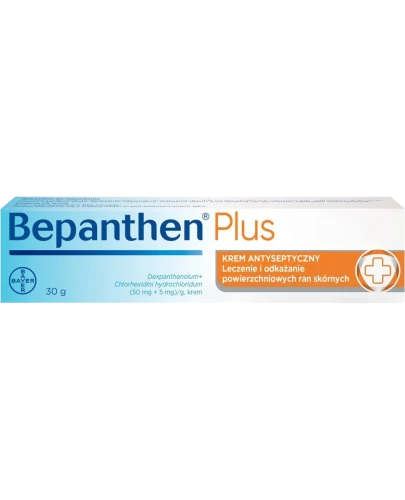Bepanthen Plus krem, 30g - Krem z chlorheksydyną, leczy i odkaża powierzchniowe rany - 1