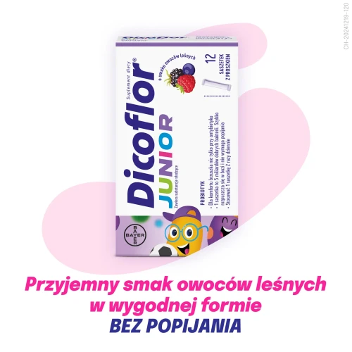 Dicoflor Junior, smak owoców leśnych, 12 saszetek - Żywe kultury bakterii nie tylko przy antybiotyku - 5