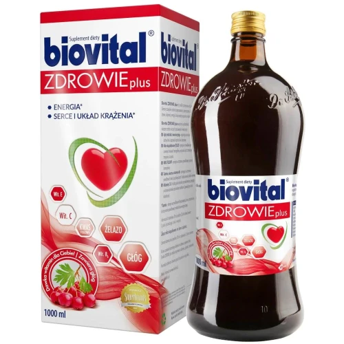 Biovital Zdrowie Plus, 1000 ml  - Suplement diety do picia z głogiem, żelazem i witaminami - 1