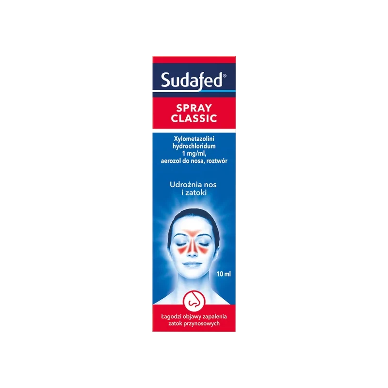 Sudafed  Spray Classic 1 mg/ ml, aerozol do nosa, 10 ml - Obkurcza naczynia krwionośne, przez co zmniejsza obrzęk błony śluzowej nosa - 1