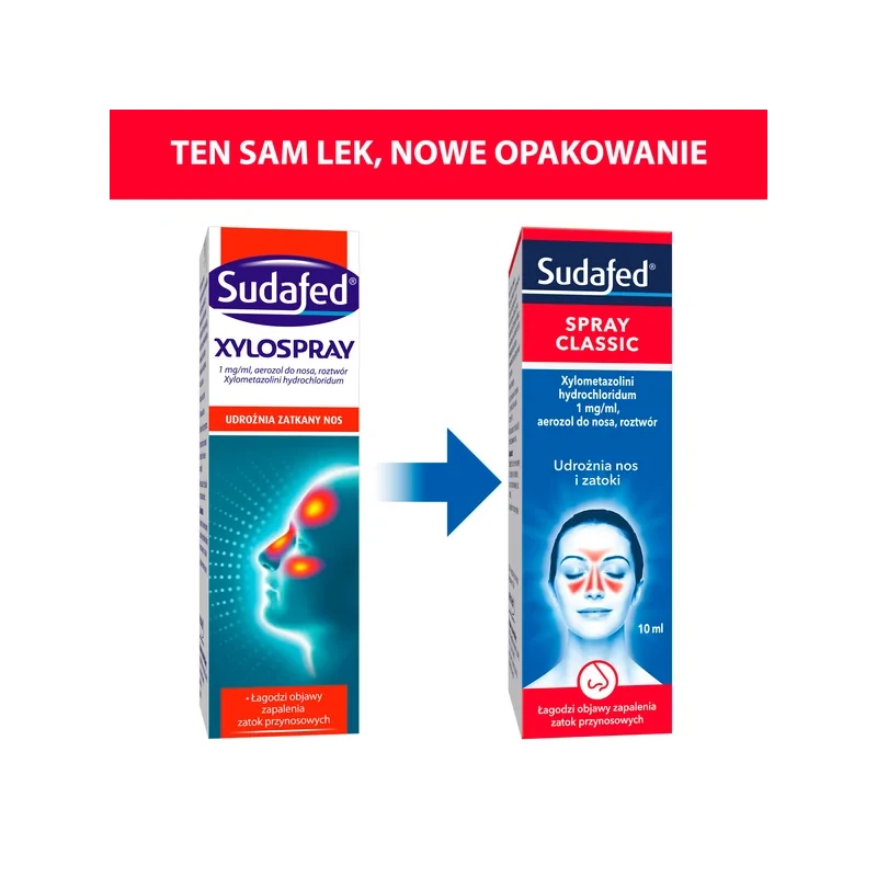 Sudafed  Spray Classic 1 mg/ ml, aerozol do nosa, 10 ml - Obkurcza naczynia krwionośne, przez co zmniejsza obrzęk błony śluzowej nosa - 2