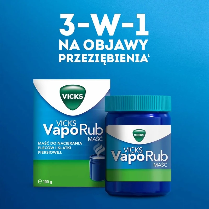 Vicks VapoRub maść, 100 g - Maść rozgrzewająca do nacierania klatki piersiowej i pleców - 1