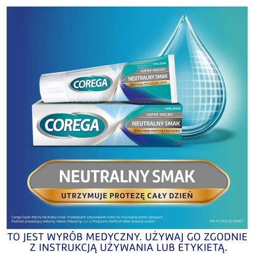 Corega Super Mocny Neutralny Smak, krem 40 g - Supermocny krem mocujący do protez zębowych - 2