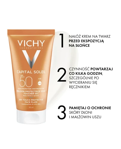 Vichy Capital Soleil Matujący krem do twarzy SPF 50, 50 ml - Do skóry mieszanej i tłustej oraz wrażliwej - 3