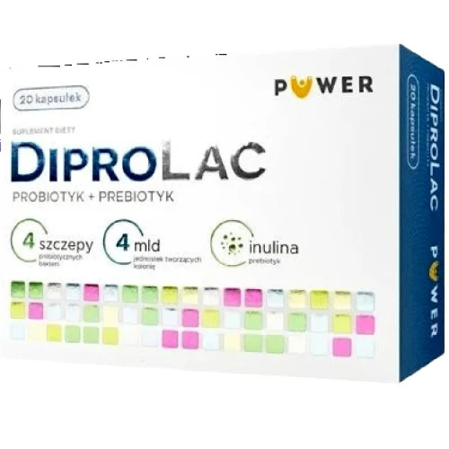 DiproLac, 20 kapsułek - Probiotyk z dużą ilością szczepów bakterii stosowany po antybiotykoterapii  - 1