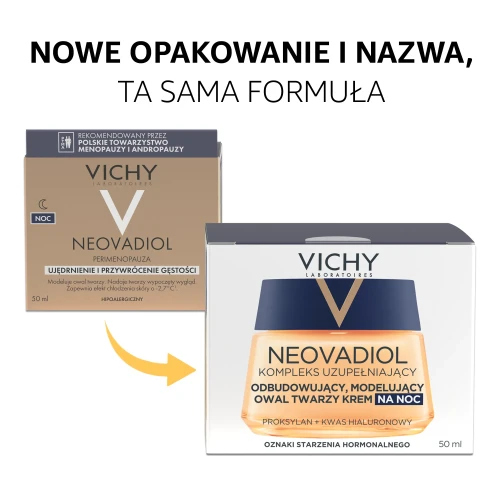 Vichy Neovadiol Modelujący owal twarzy, krem na noc 50 ml - Odbudowujący krem z bogatą formułą do każdego rodzaju skóry po 45. roku życia - 1