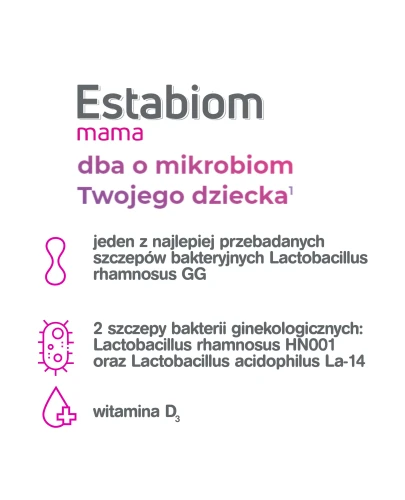 Estabiom mama kapsułki, 20 sztuk - Które pooprawiają mikrobiom jelitowy, probiotyk dla ciężarnych i karmiących piersią - 1