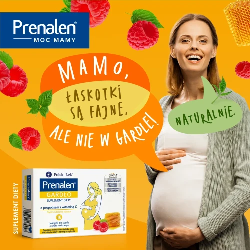 Prenalen Gardło Immuno, bez cukru, 16 pastylek do ssania - O pomarańczowo-cytrynowym smaku z propolisem i witaminą C dla kobiet w ciąży - 5
