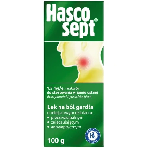 Hascosept roztwór do stosowania w jamie ustnej, 100g - Odkaża i leczy ból, zaczerwienienie, obrzęk i afty - 2