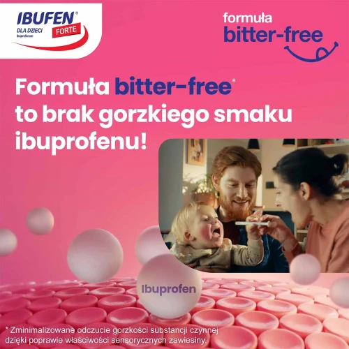 Ibufen Forte 200mg/5ml malinowy, zawiesina doustna 100 ml - Syrop dla dzieci przeciwbólowy i przeciwgorączkowy bez cukru i sztucznych barwników - 2