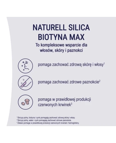 Naturell Silica Biotyna Max, 60 tabletek - Z biotyną, która pomaga zachować zdrową skórę i włosy - 3