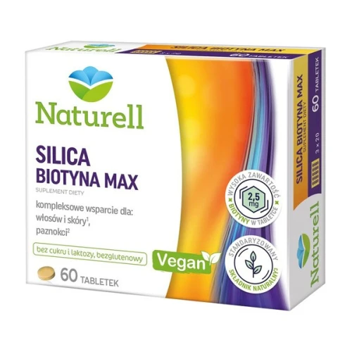 Naturell Silica Biotyna Max, 60 tabletek - Z biotyną, która pomaga zachować zdrową skórę i włosy - 1
