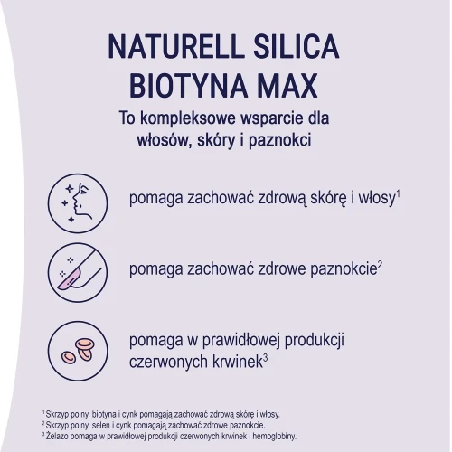 Naturell Silica Biotyna Max, 60 tabletek - Z biotyną, która pomaga zachować zdrową skórę i włosy - 3