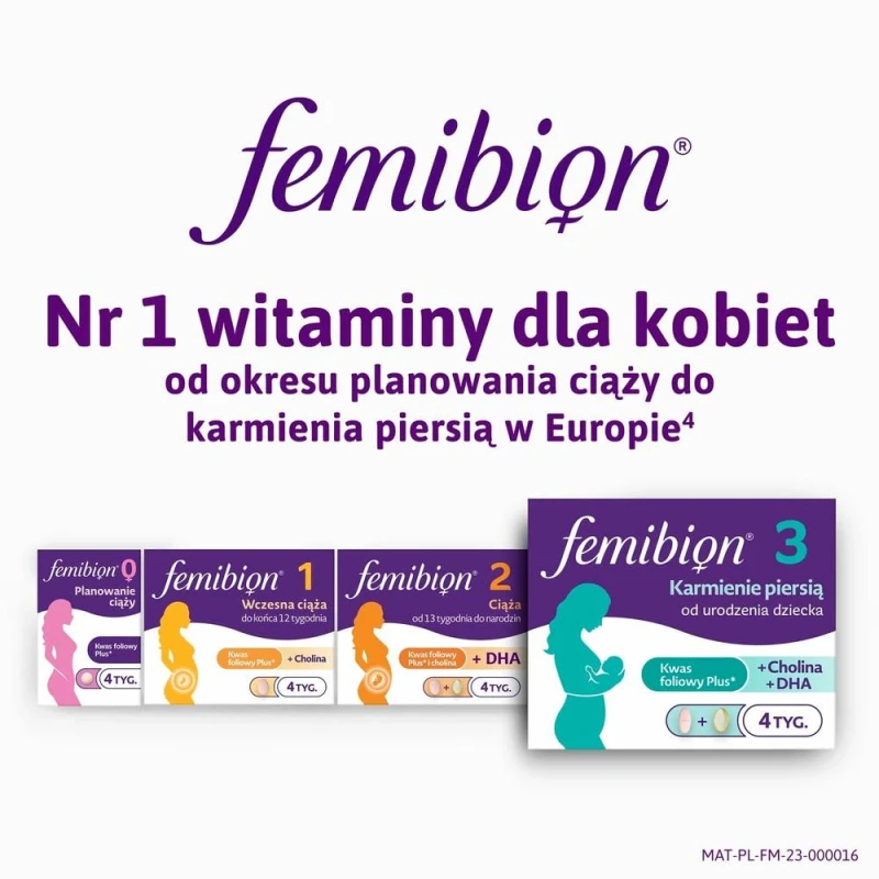 Femibion 3 Karmienie piersią, 28 tabletek powlekanych + 28 kapsułek miękkich - Zestaw witamin i minerałów dla kobiet z kwasem foliowym i DHA - 7