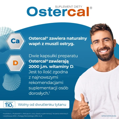 Ostercal, 90 kapsułek - Suplement diety z wapniem, witaminą D i lizyną - 1