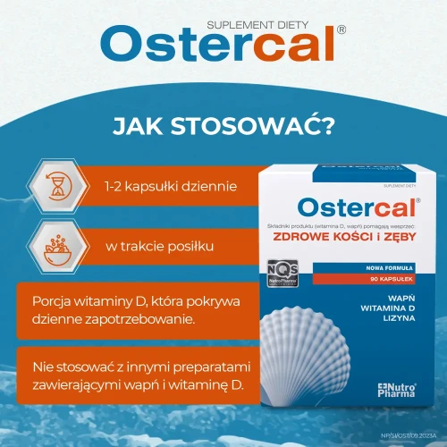 Ostercal, 90 kapsułek - Suplement diety z wapniem, witaminą D i lizyną - 2