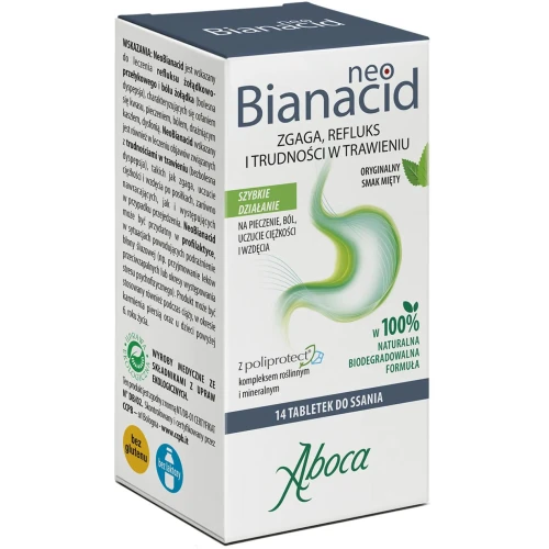 Aboca NeoBianacid, 14 tabletek do ssania - Preparat z komleksami roślinnymi, które chronią błonę śluzową żołądka i przełyku - 2