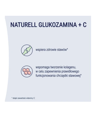 Naturell Glukozamina + C, 100 tabletek - Wspierają prawidłowe funkcjonowanie chrząstki stawowej - 1
