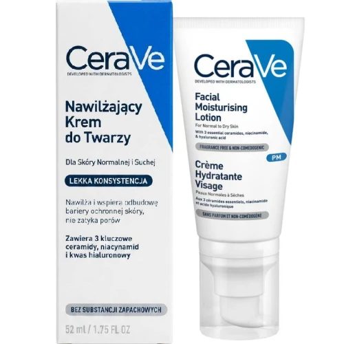 CeraVe Nawilżający krem do twarzy, 52 ml - Całodzienne nawilżenie i odbudowa bariery skóry - 1