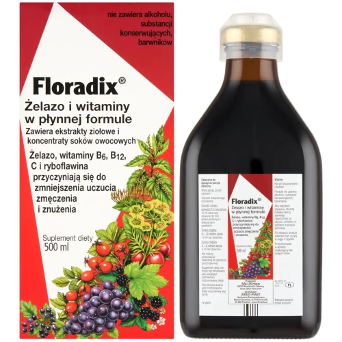 Floradix Żelazo i Witaminy, tonik, 500 ml - Dla osób, które chcą utrzymać prawidłowy poziom żelaza we krwi - 1