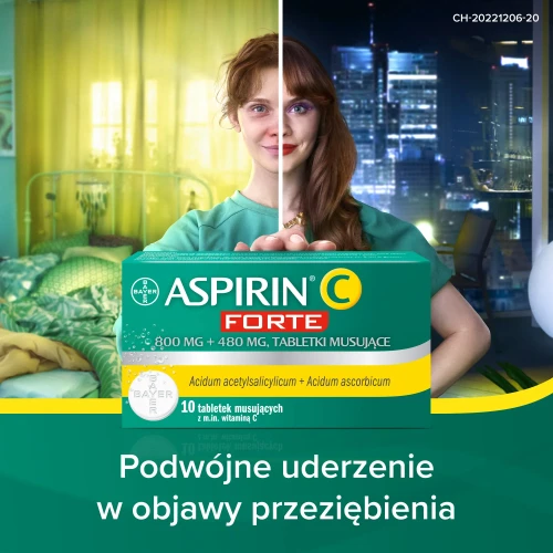 Aspirin C Forte 10 tabletek musujących  - Tabletki musujące, które działają przeciwbólowo, przeciwzapalnie  i przeciwgorączkowo - 1