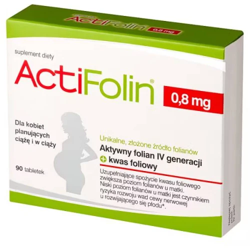 Actifolin, 0,8mg, 90 tabletek - Z kwasem foliowym i aktywnym folianem IV generacji, dla kobiet planujących ciążę i w ciąży - 2