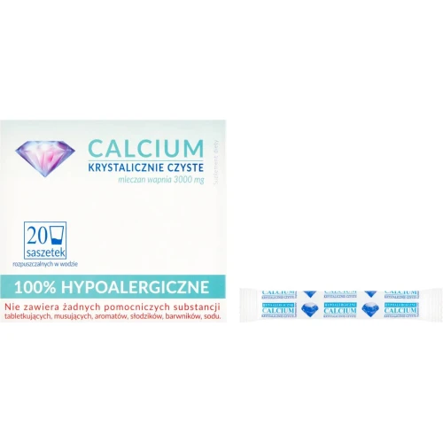 Calcium Krystalicznie Czyste, 20 saszetek - Suplement diety z wapniem - 1