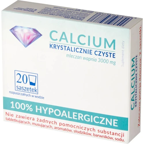 Calcium Krystalicznie Czyste, 20 saszetek - Suplement diety z wapniem - 3