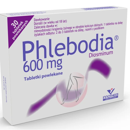 Phlebodia 600 mg, 30 tabletek - Z diosminą, która mniejsza ból i uczucie ciężkości nóg - 1