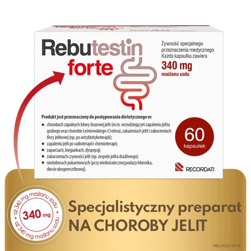 Rebutestin forte, 60 kapsułek - Chroni błonę śluzową jelit i łagodzi objawy jelita drażliwego - 1