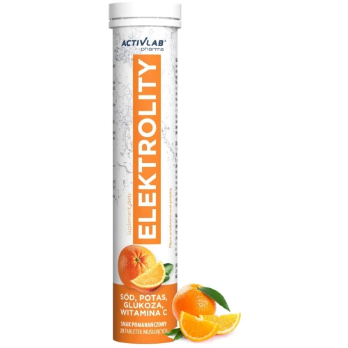 Activlab Pharma Elektrolity smak pomarańczowy, 20 tabletek musujących - Preparat nawadniający organizm, elektrolity w tabletkach musujących - 1
