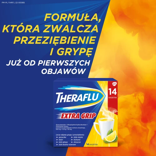Theraflu Extra Grip proszek do sporządzania roztworu doustnego, 14 saszetek - Saszetki do leczenia objawów grypy i przeziębienia - 1