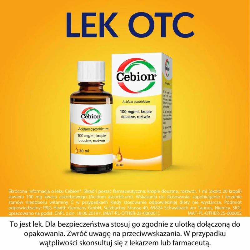Cebion 100 mg/ml krople doustne, 30 ml - Witamina C w kroplach dla dzieci i dorosłych - 6