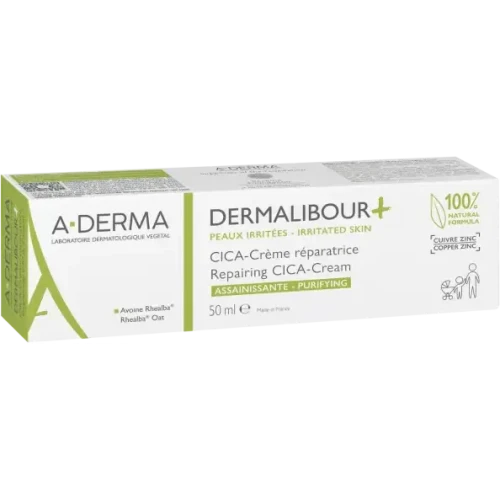 A-Derma Dermalibour+ Cica krem regenerujący, 50 ml - Oczyszcza, łagodzi podrażnienia, przyspieszając proces regeneracji skóry - 1