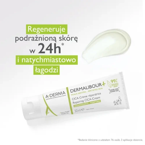 A-Derma Dermalibour+ Cica krem regenerujący, 50 ml - Oczyszcza, łagodzi podrażnienia, przyspieszając proces regeneracji skóry - 1